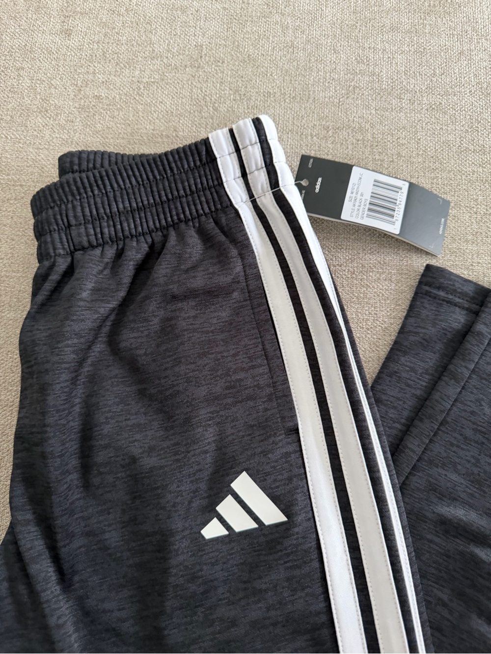 adidas Kids Charcoal Gray Joggers with White Three-Stripes